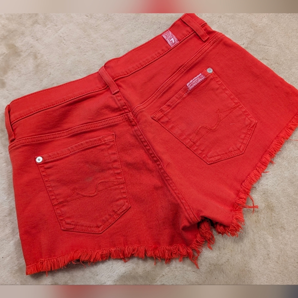 7 For All Mankind Red Jean Shorts